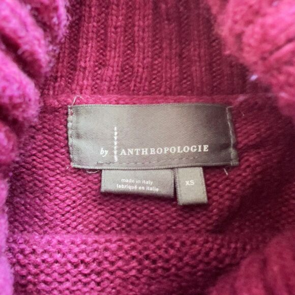 Anthropologie Sweater Size XS Magenta Blair Turtleneck Hi-Lo Hem Wool Blend - Picture 3 of 9